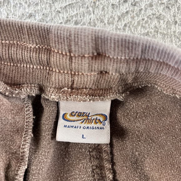 Crazy Shirts Hawaii Pants Mens Large Joggers Chocolate Dyed Beige Drawstring - Picture 9 of 15